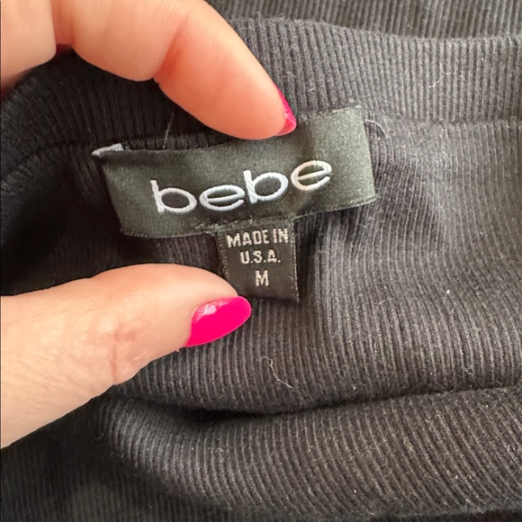 Bebe Black Strapless Top with Rhinestone Logo - Picture 5 of 9